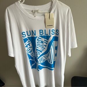 NWT Sandro Sun Bliss Organic Cotton T-Shirt Size Large Womens